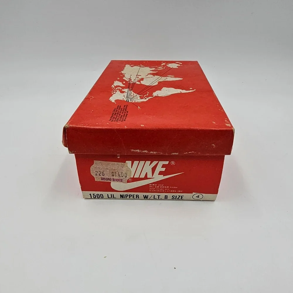 Vintage Nike Lil Nipper Toddler Sneakers Size 4 Tan Blue Suede OG Box 1500 Rare